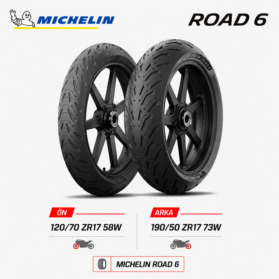 Michelin Road 6 120/70 ZR17 58W - 190/50 ZR17 73W Ön Arka Motosiklet Lastik Takımı