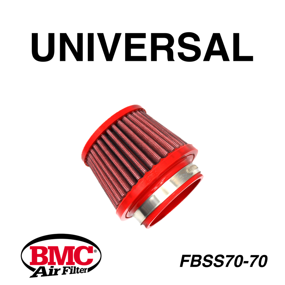 BMC FBSS70-70 Universal Konik Performans Hava Filtresi 70 mm Boğaz / 77 mm Yükseklik / Poliüretan Kapak