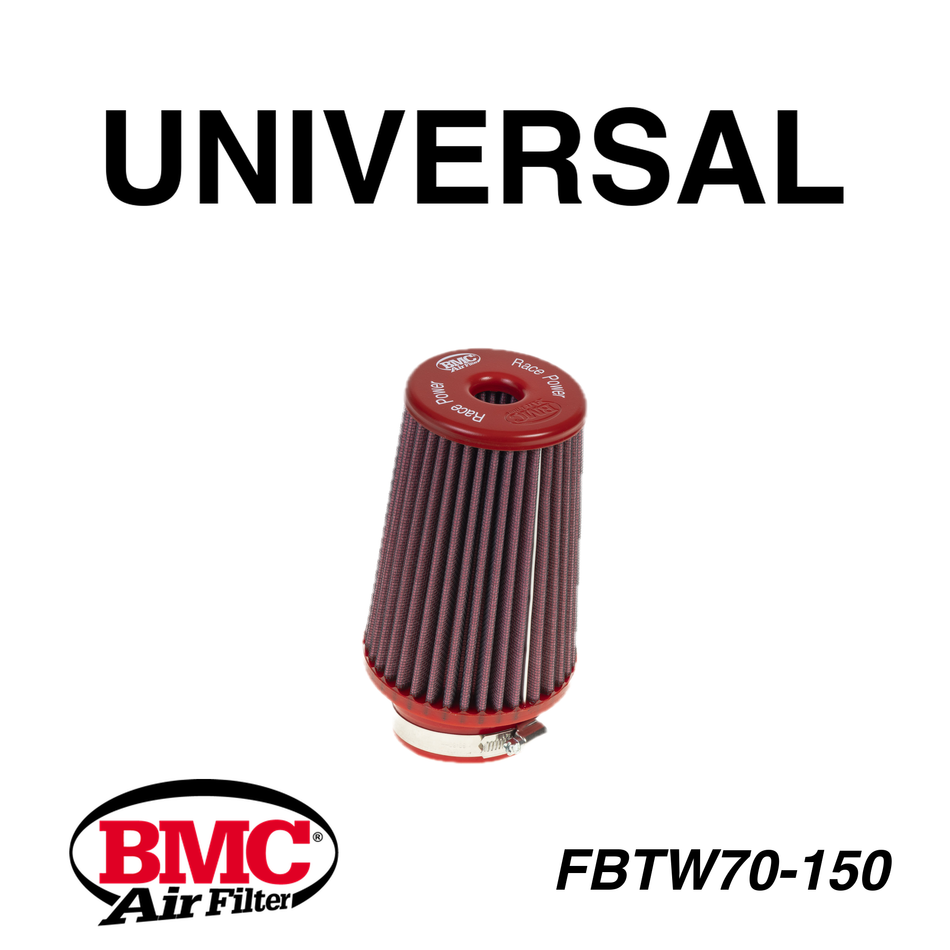 BMC FBTW70-150 Universal Konik Performans Hava Filtresi 70 mm Boğaz / 152 mm Yükseklik / Metal Kapak