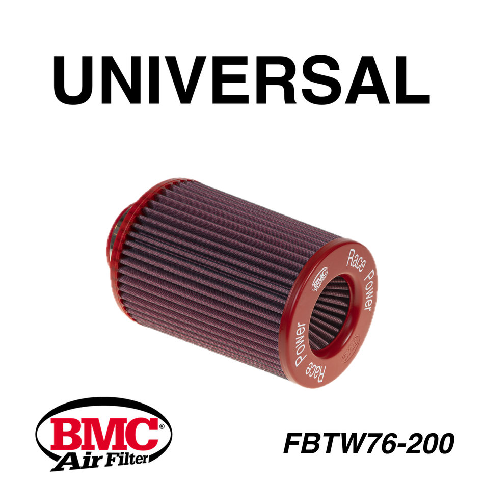 BMC FBTW76-200 Universal Konik Performans Hava Filtresi 76 mm Boğaz / 203 mm Yükseklik / Metal Kapak