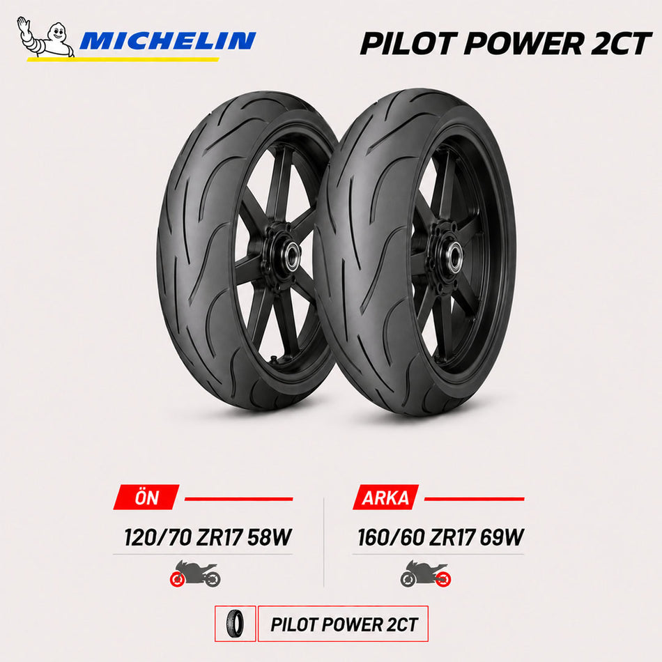 Michelin Pilot Power 2CT 120/70 ZR17 58W - 160/60 ZR17 69W Ön Arka Motosiklet Lastik Takımı