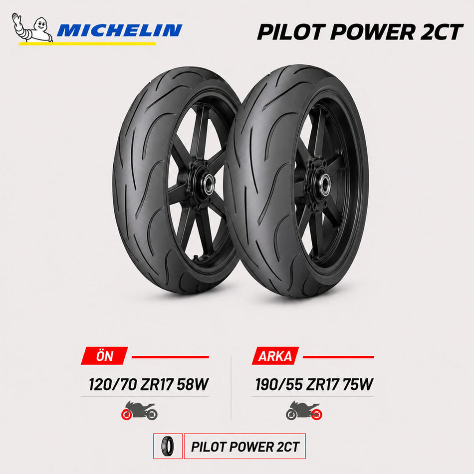 Michelin Pilot Power 2CT 120/70 ZR17 58W - 190/55 ZR17 75W Ön Arka Motosiklet Lastik Takımı