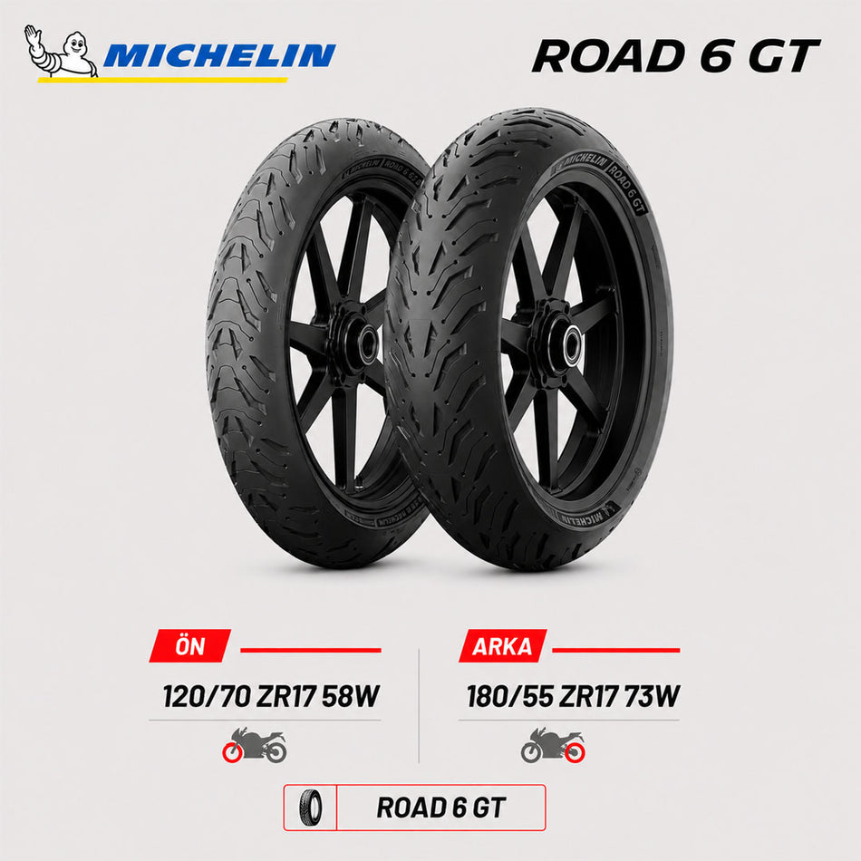 Michelin Road 6 GT 120/70 ZR17 58W - 180/55 ZR17 73W Ön Arka Motosiklet Lastik Takımı