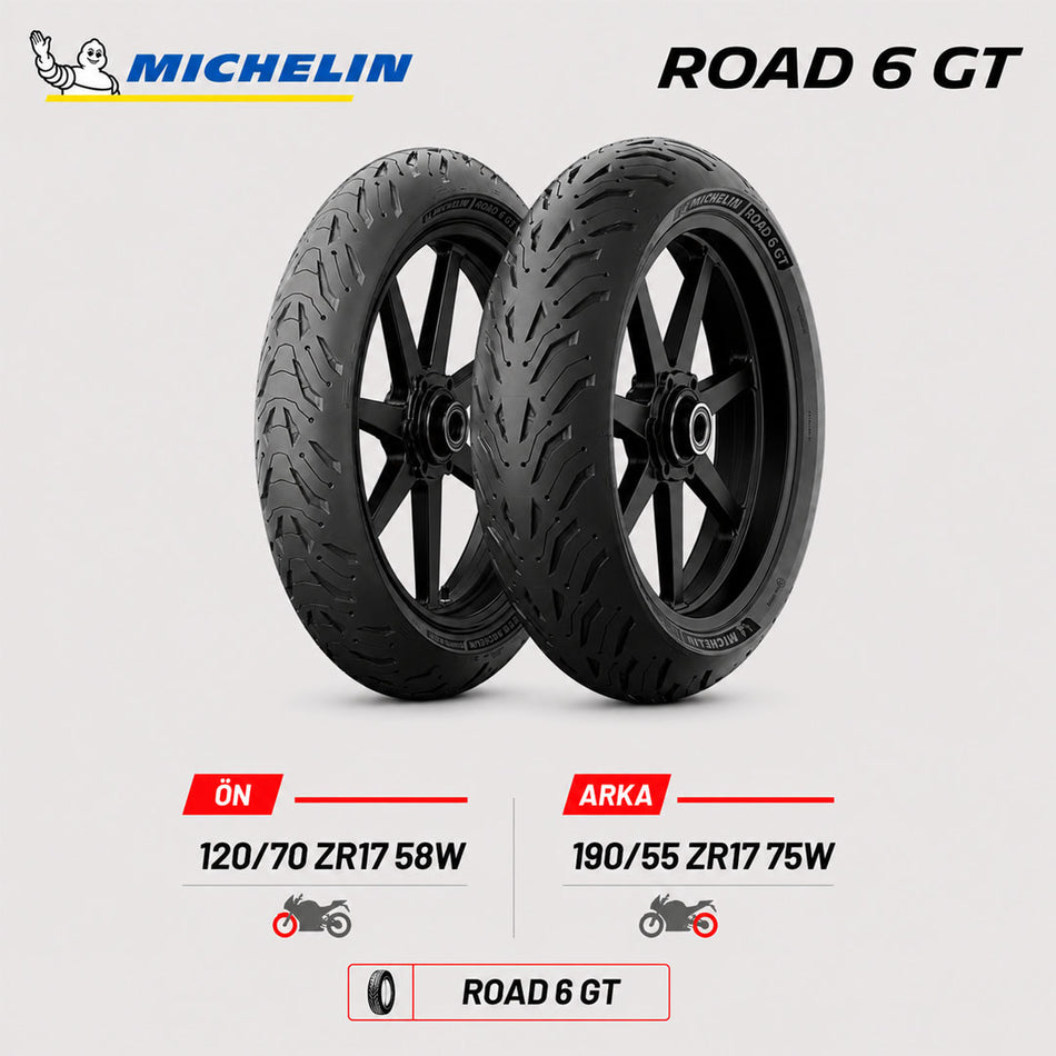 Michelin Road 6 GT 120/70 ZR17 58W - 190/55 ZR17 75W Ön Arka Motosiklet Lastik Takımı