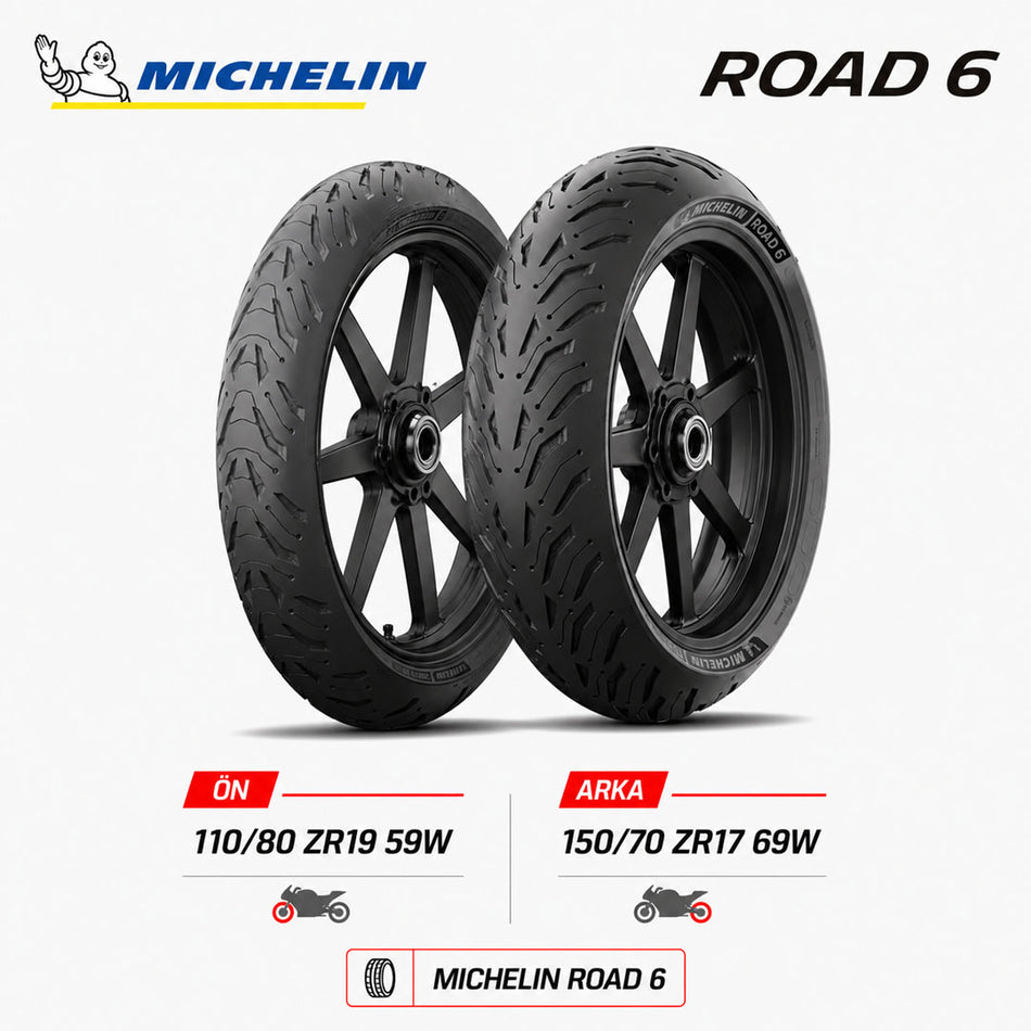 Michelin Road 6 110/80 ZR19 59W - 150/70 ZR17 69W Ön Arka Motosiklet Lastik Takımı