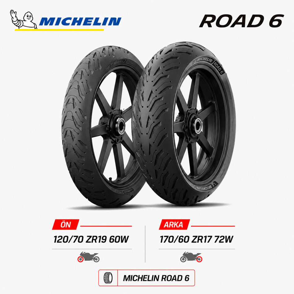 Michelin Road 6 120/70 ZR19 60W - 170/60 ZR17 72W Ön Arka Motosiklet Lastik Takımı