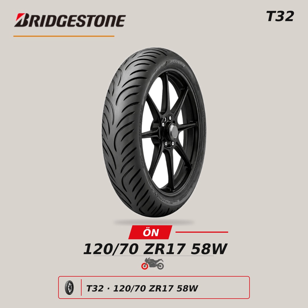 Bridgestone T32 120/70 ZR17 58W Ön Motosiklet Lastiği